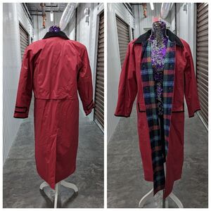 Vintage NWT Misty Harbor Women's Size Medium Red Long Trench Raincoat Coat PVC